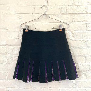 JUST CAVALLI Black Mini Skirt with Purple Crystals, size small